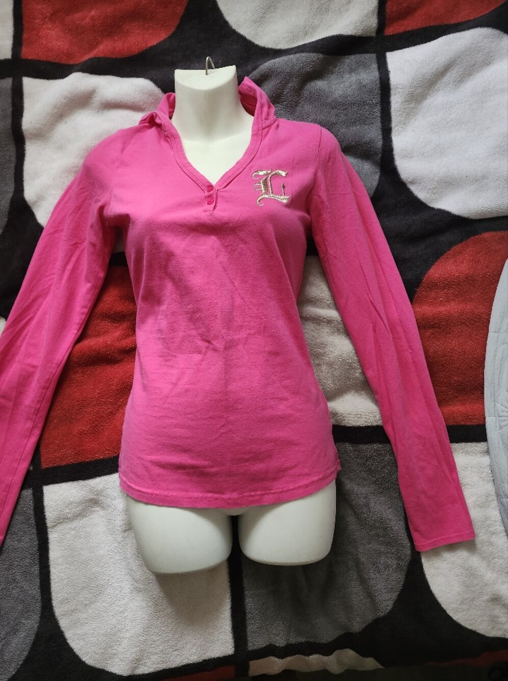Princess Long-Sleeve Fuchsia Vintage Top with Embroidered Accent